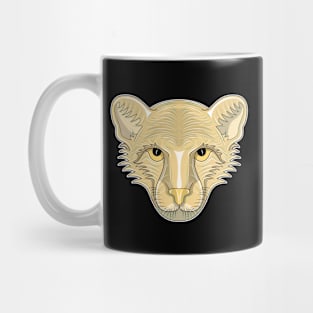 brown cheetah cartoon face Mug